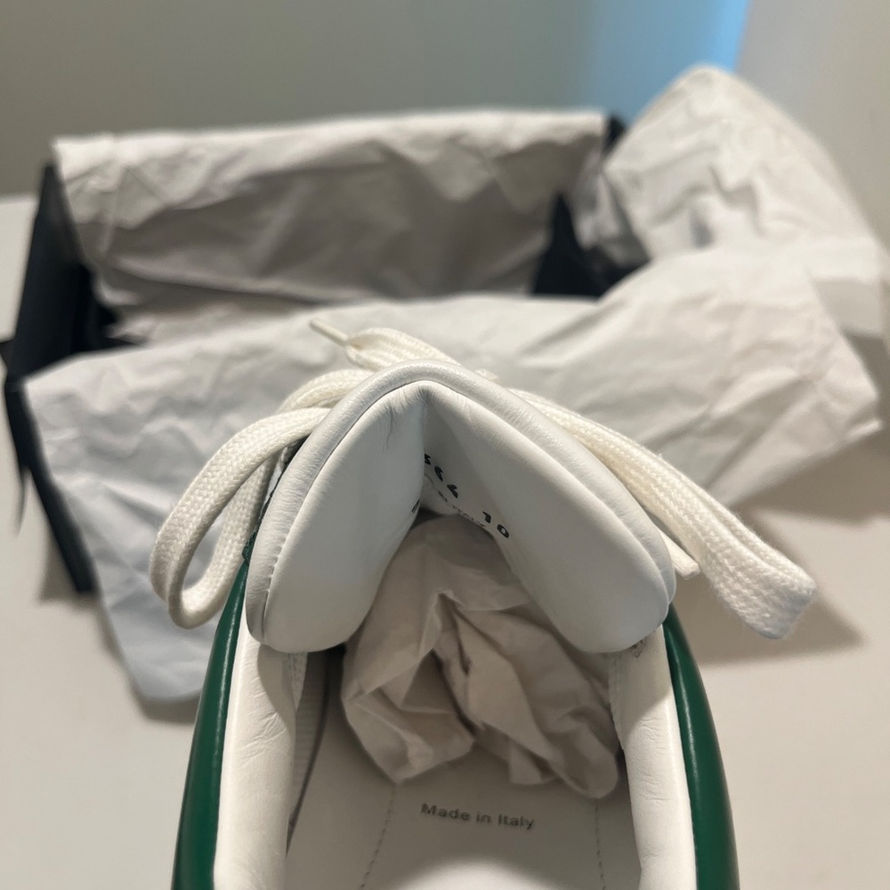 Prada Men Downtown Sneakers US11 UK10 Green White Leather Triangle Logo Low Top - Picture 9 of 11